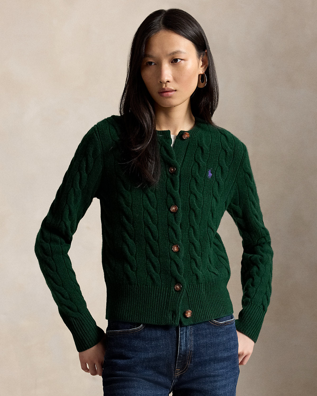 Cable-Knit Wool-Cashmere Cardigan