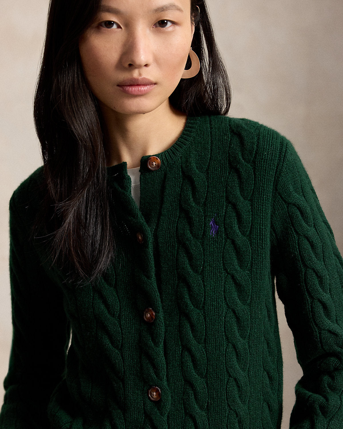 Cable-Knit Wool-Cashmere Cardigan