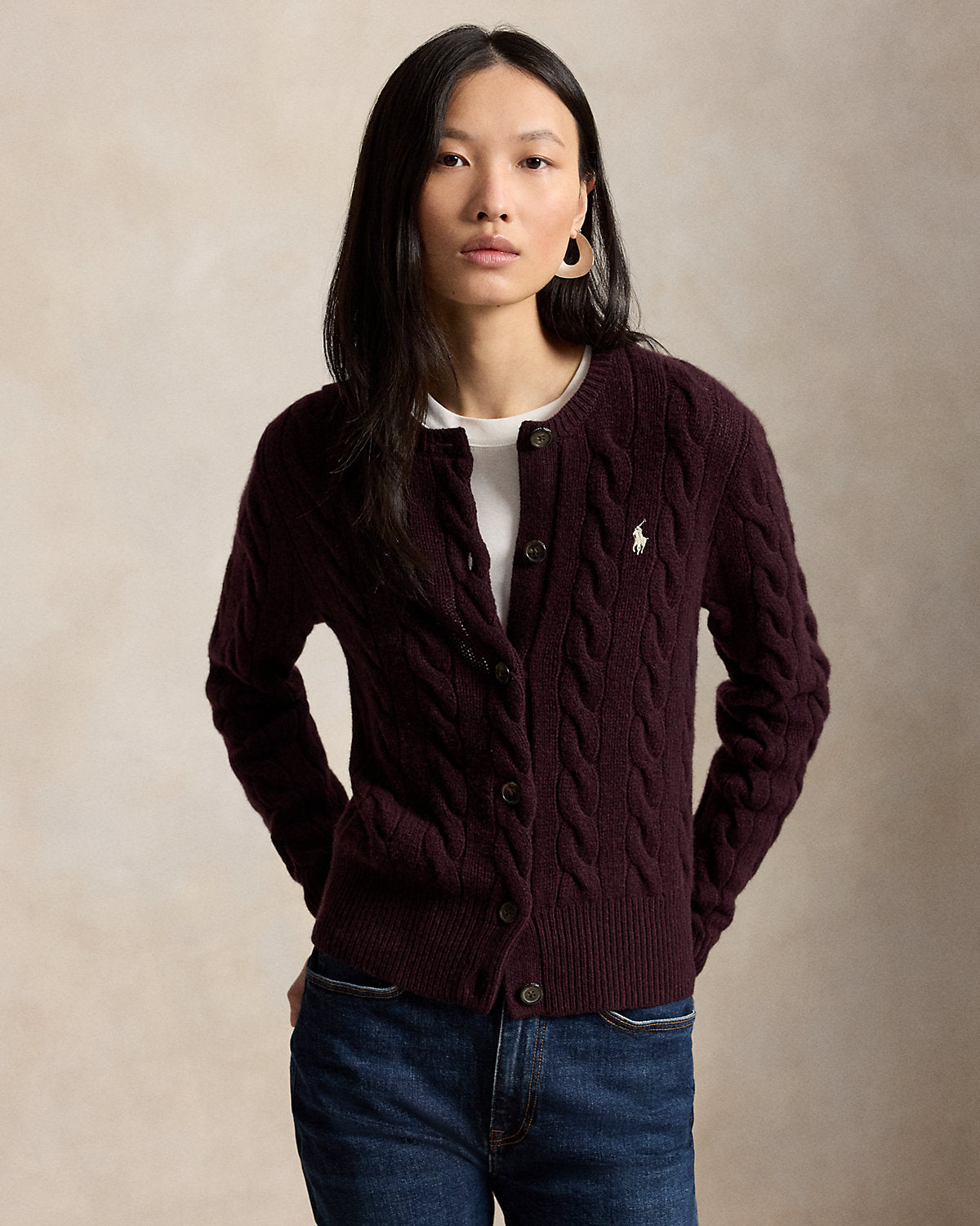 Cable-Knit Wool-Cashmere Cardigan