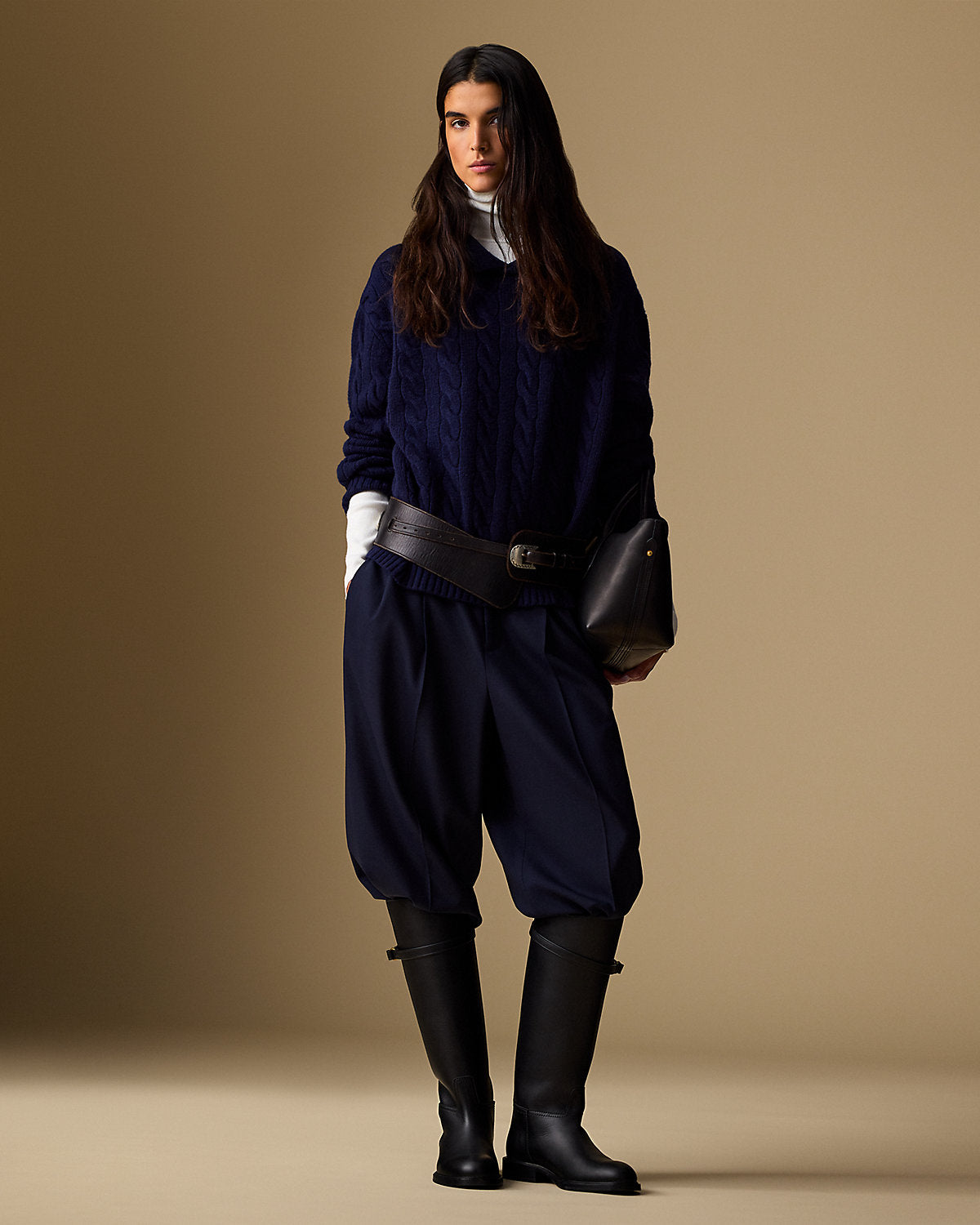 Cable-Knit Wool-Cashmere Polo Sweater