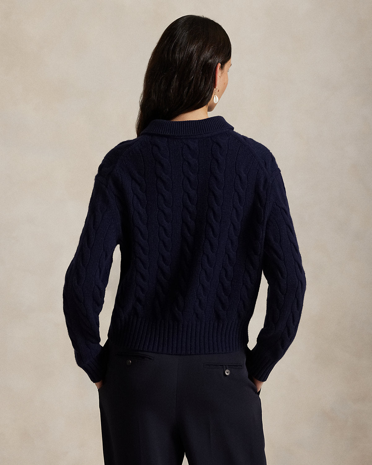 Cable-Knit Wool-Cashmere Polo Sweater