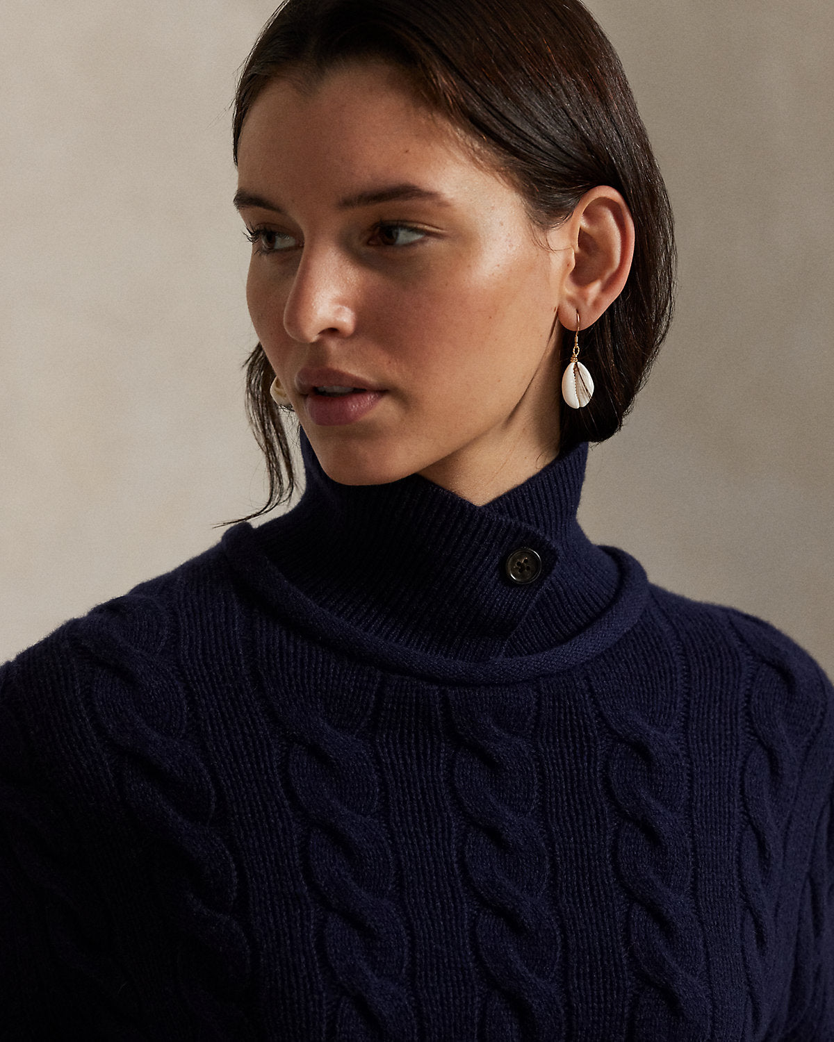 Cable-Knit Wool-Cashmere Polo Sweater