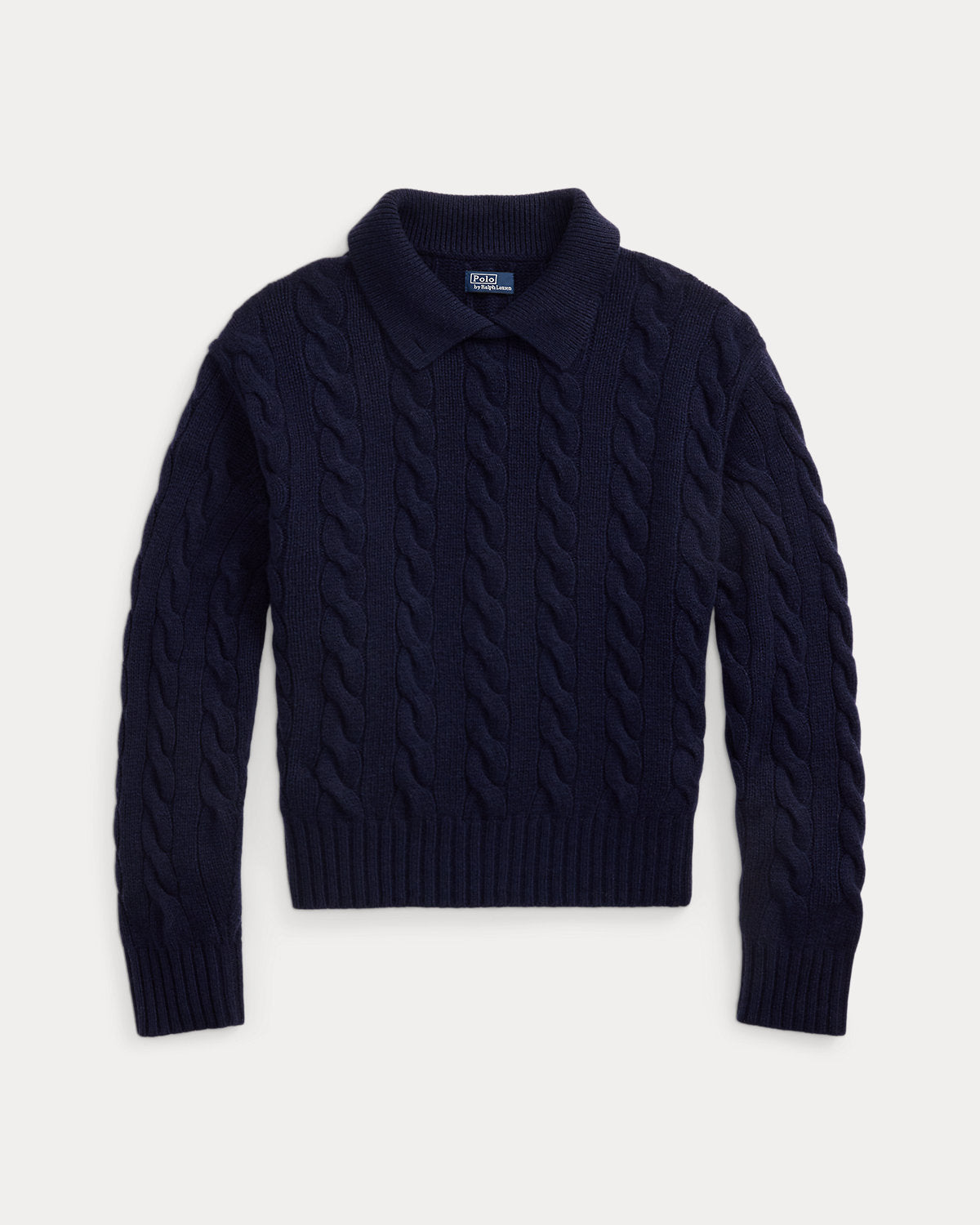 Cable-Knit Wool-Cashmere Polo Sweater