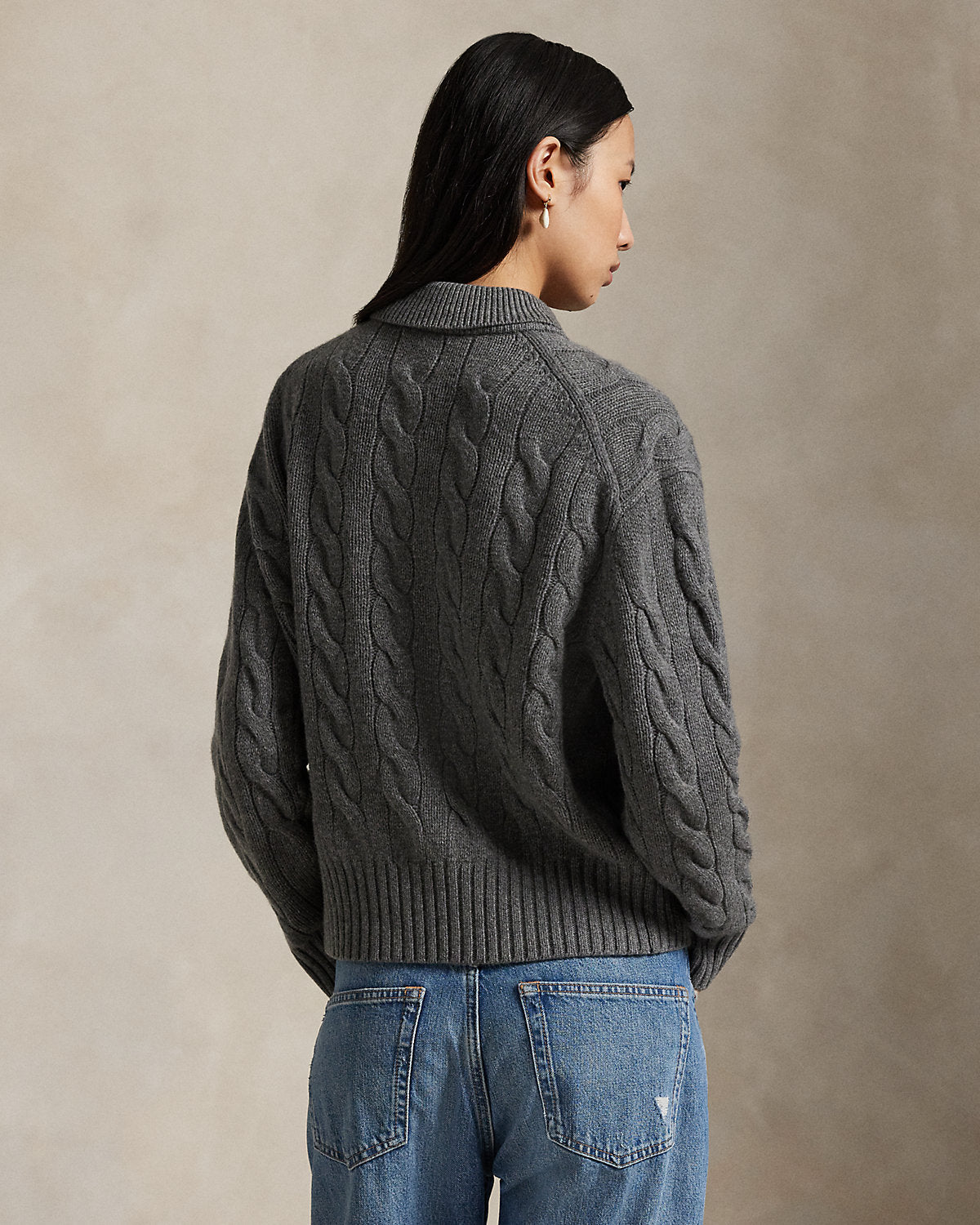Cable-Knit Wool-Cashmere Polo Sweater