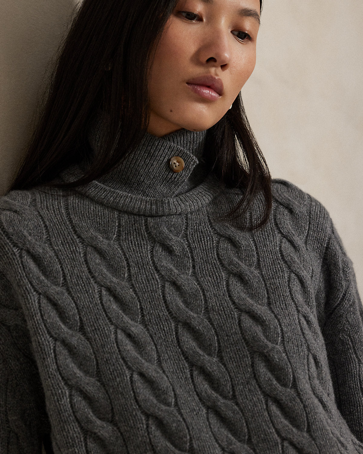 Cable-Knit Wool-Cashmere Polo Sweater