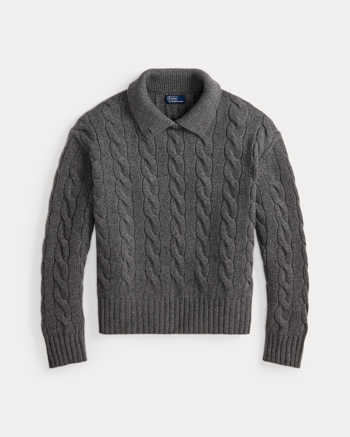 Cable-Knit Wool-Cashmere Polo Sweater