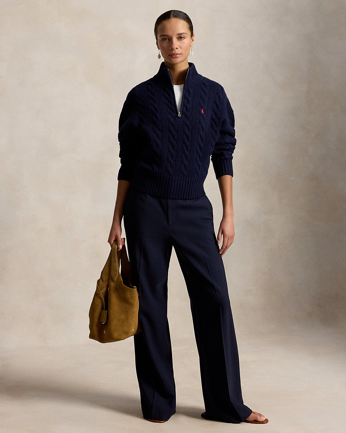 Cable Wool-Cashmere Half-Zip Sweater