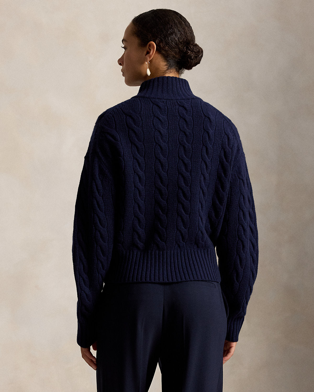 Cable Wool-Cashmere Half-Zip Sweater
