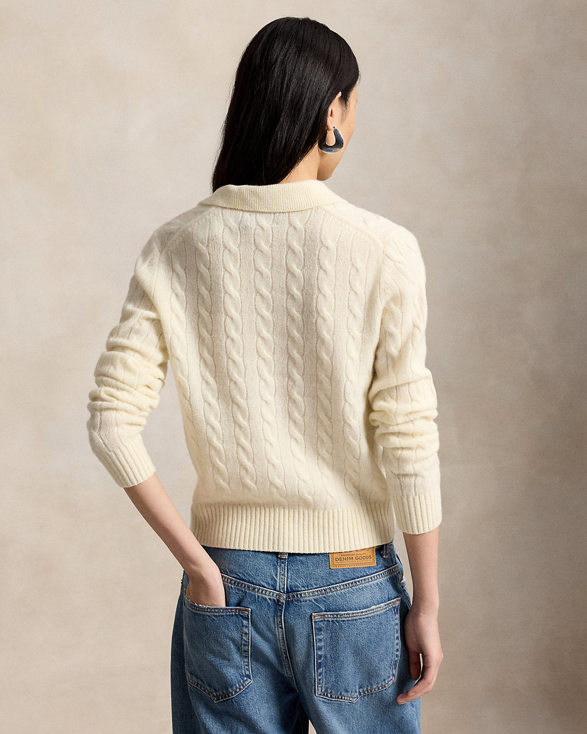Cable-Knit Wool-Cashmere Polo Sweater