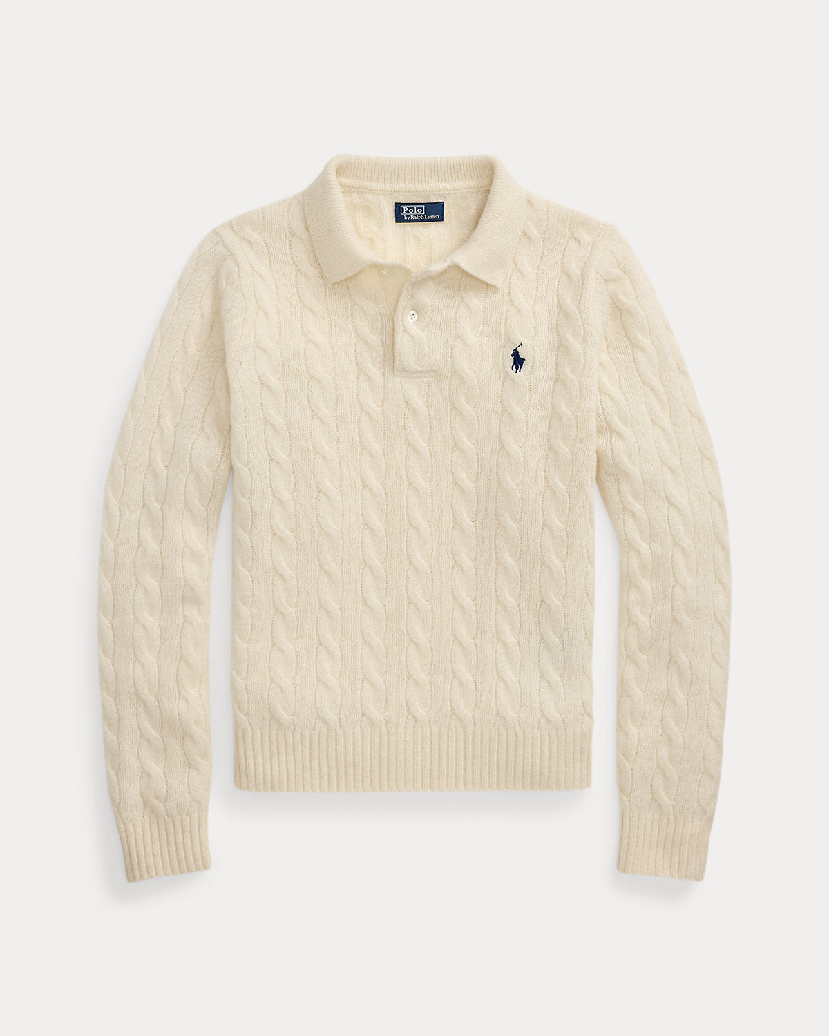 Cable-Knit Wool-Cashmere Polo Sweater