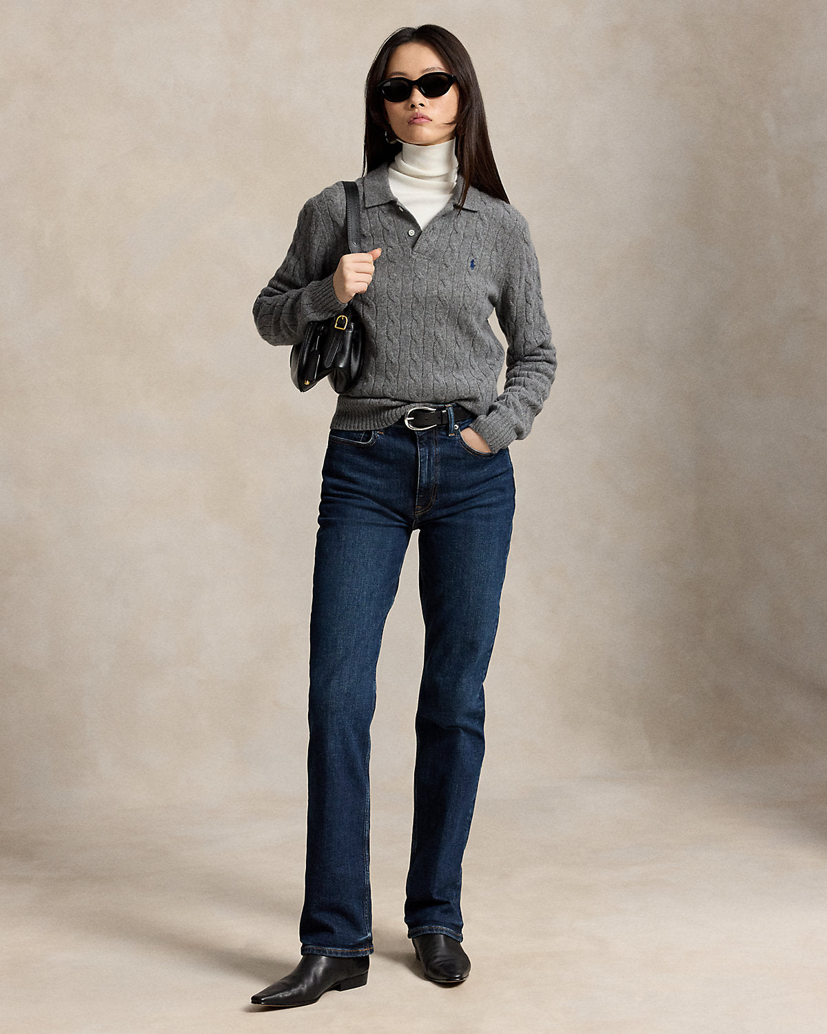 Cable-Knit Wool-Cashmere Polo Sweater