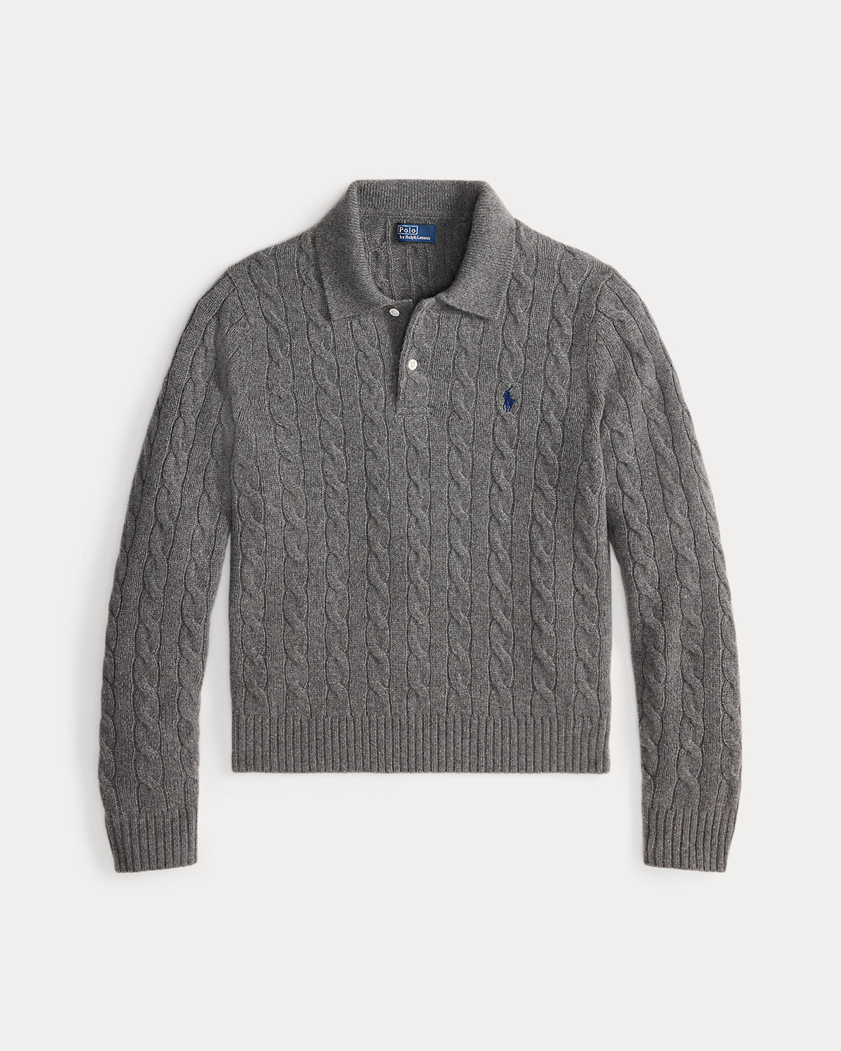 Cable-Knit Wool-Cashmere Polo Sweater