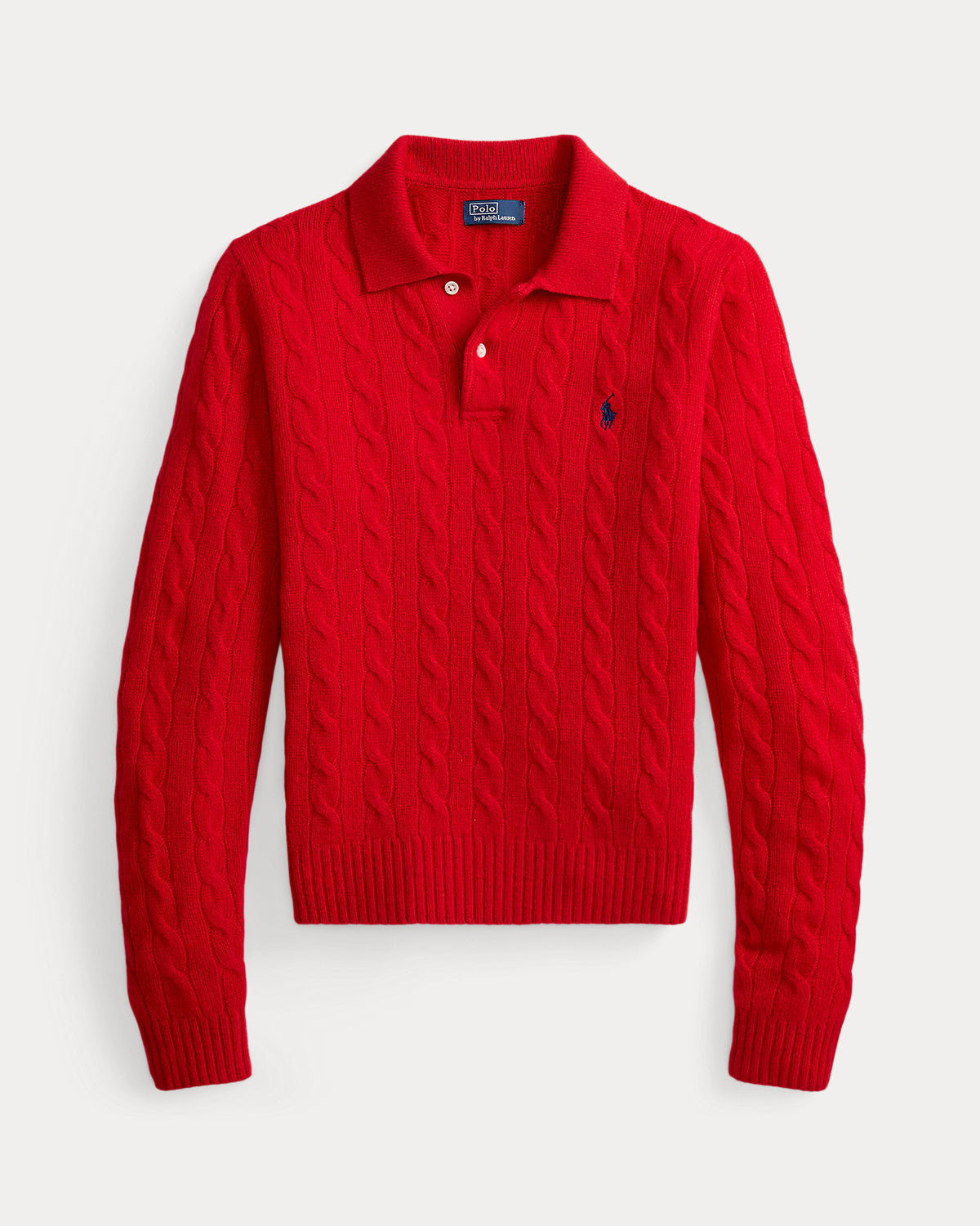 Cable-Knit Wool-Cashmere Polo Sweater