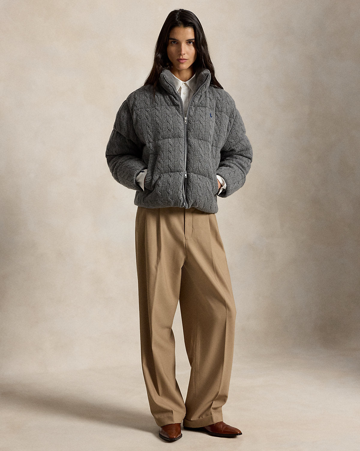 Cable Wool-Cashmere Puffer Jacket