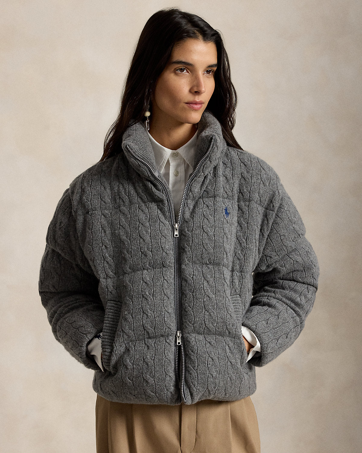 Cable Wool-Cashmere Puffer Jacket