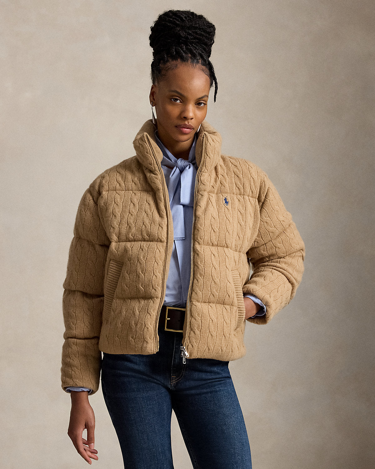 Cable Wool-Cashmere Puffer Jacket