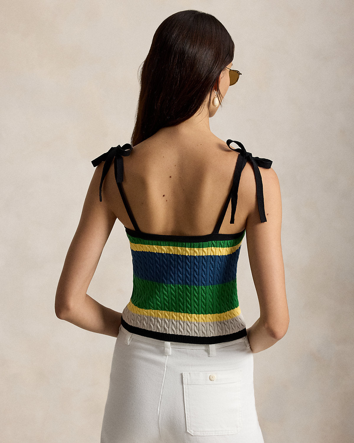 Color-Blocked Cable-Knit Tank Top