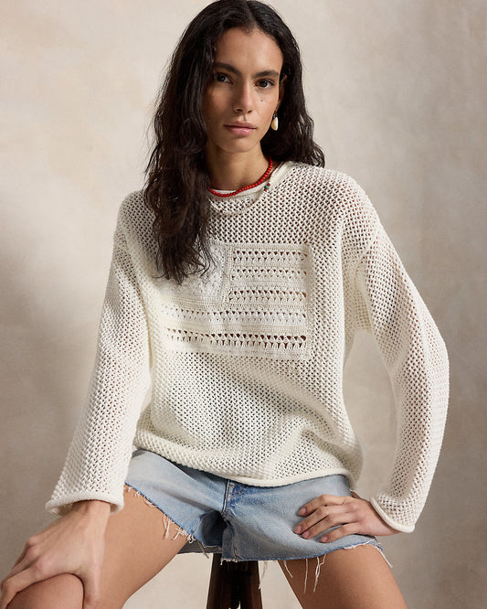 Tonal Flag Pointelle Sweater