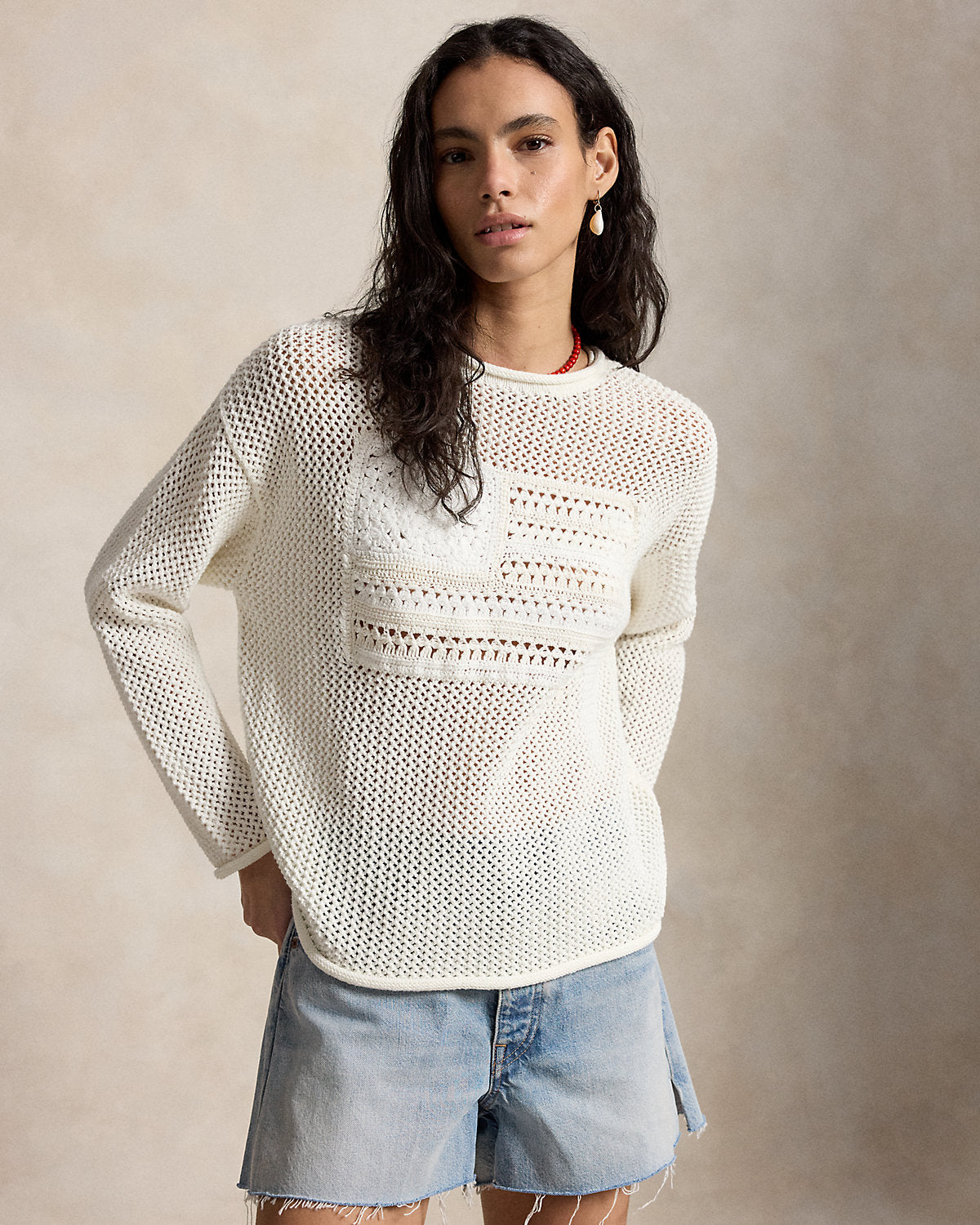 Tonal Flag Pointelle Sweater