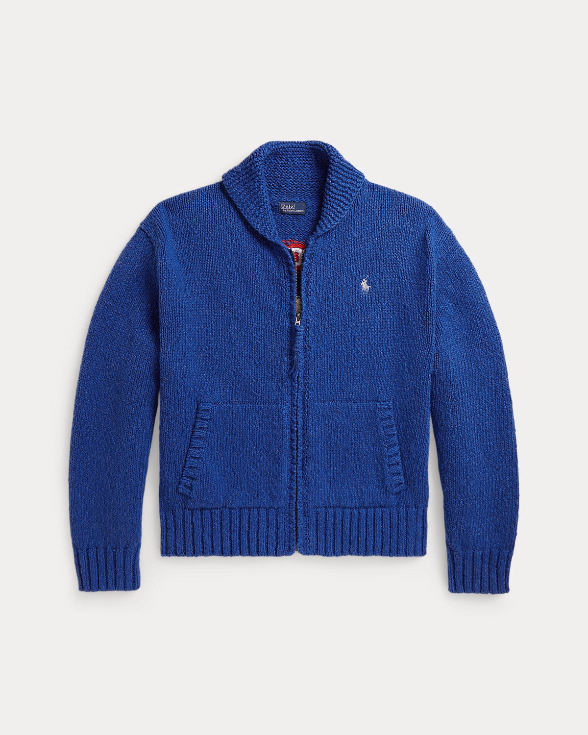 Wave-Logo Cotton Zip Cardigan