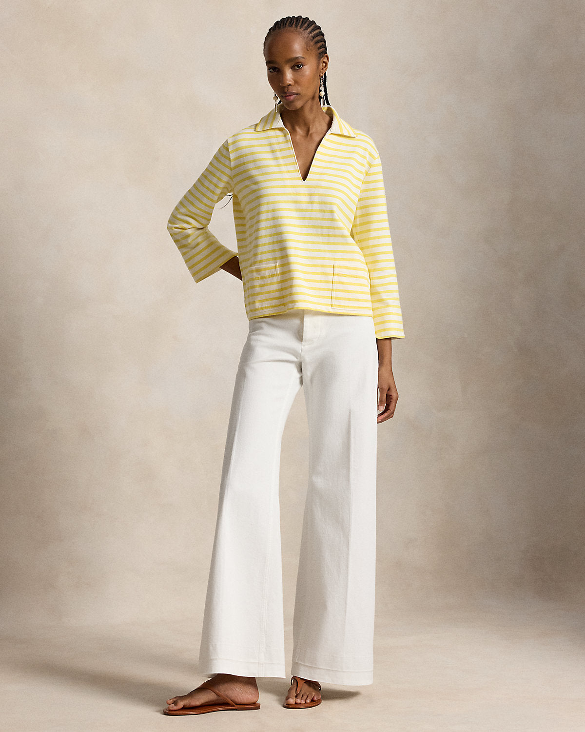 Striped Split-Placket Mariner Tee