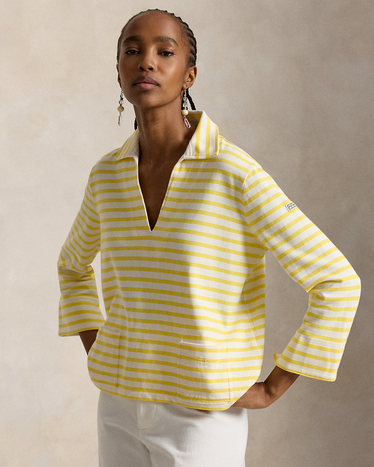 Striped Split-Placket Mariner Tee
