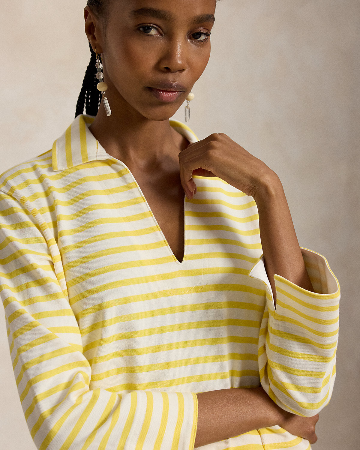 Striped Split-Placket Mariner Tee