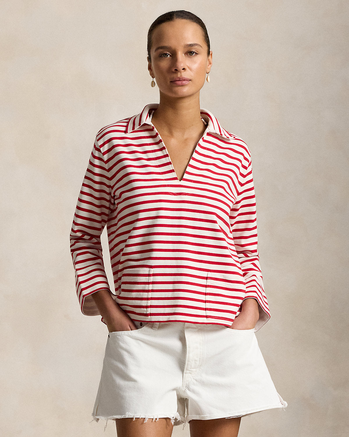 Striped Split-Placket Mariner Tee