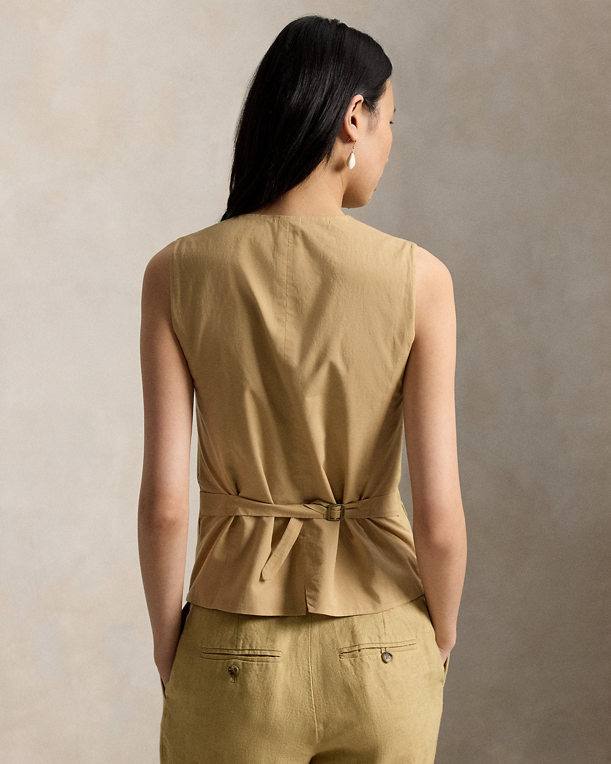 Buttoned D¨¦lav¨¦ Linen Vest