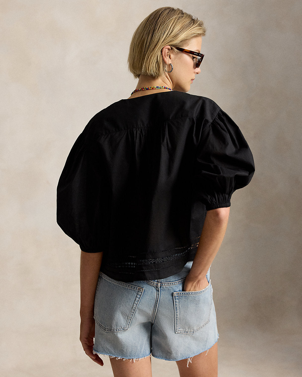 Lace-Trim Cotton Shirt