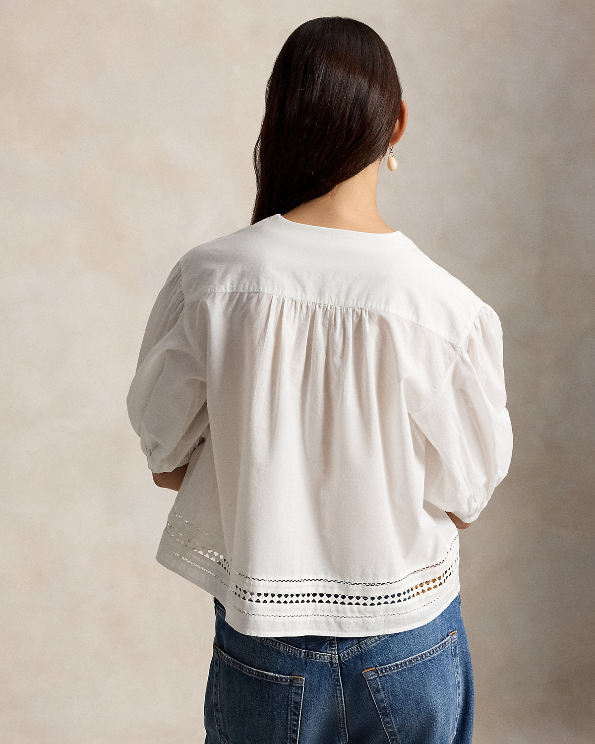Lace-Trim Cotton Shirt