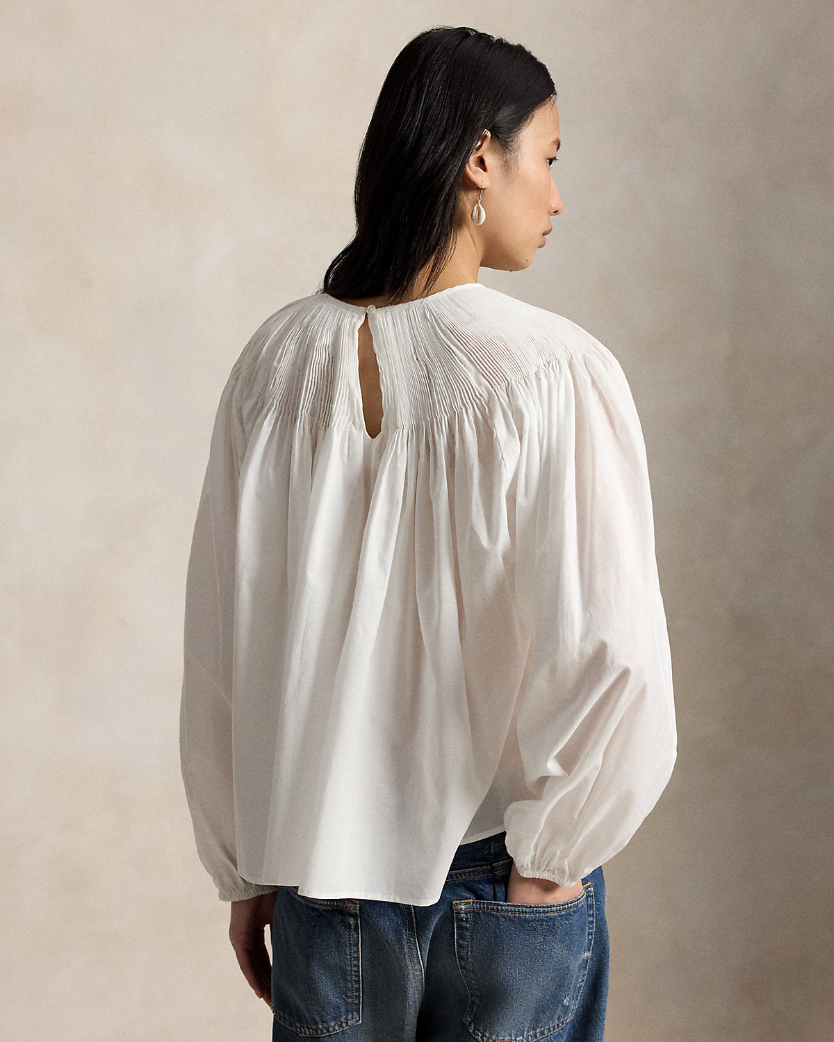Pintucked Cotton Shirt