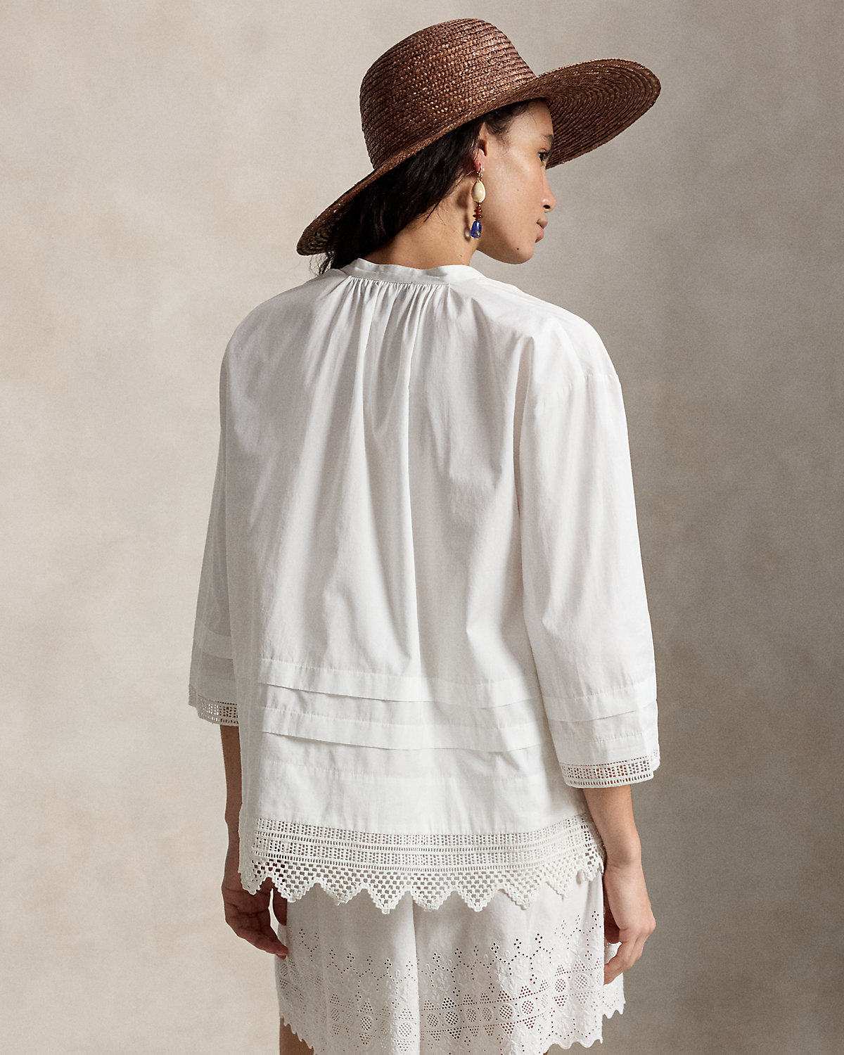 Crochet-Trim Cotton Shirt