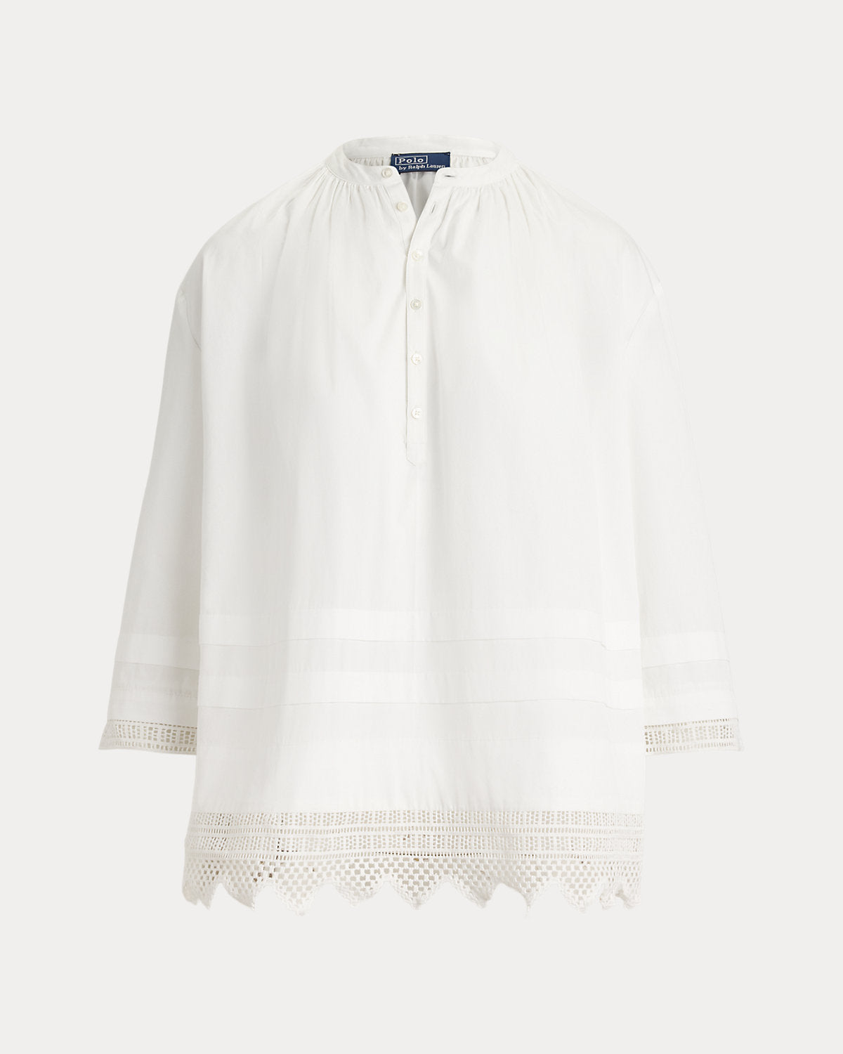 Crochet-Trim Cotton Shirt