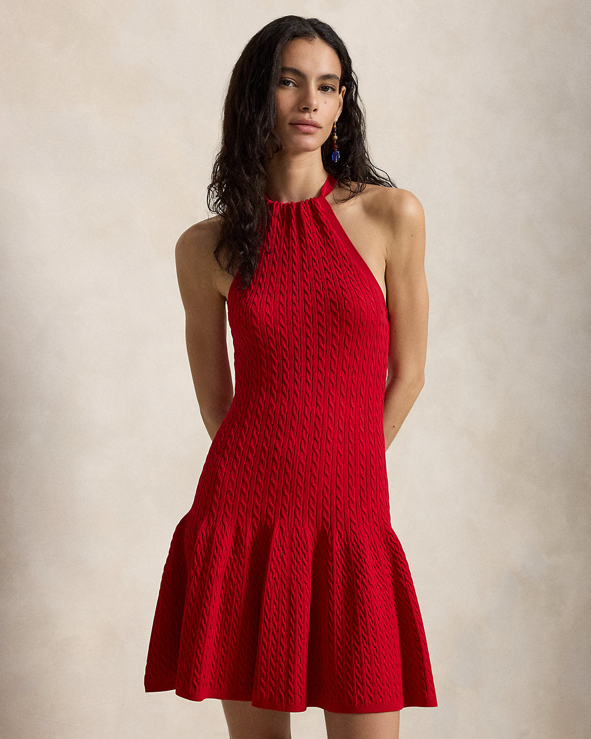 Cable-Knit Halter Dress