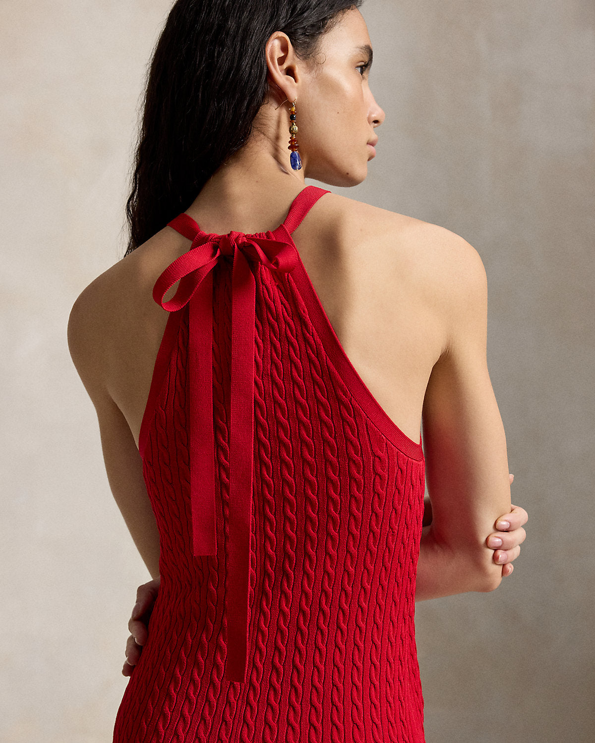 Cable-Knit Halter Dress