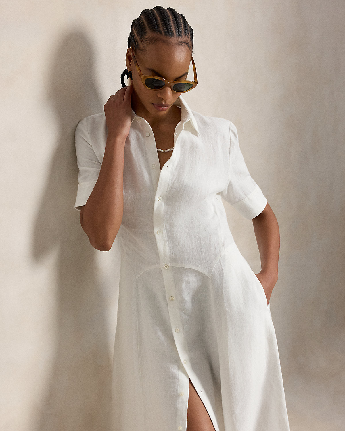 Linen Paneled Shirtdress