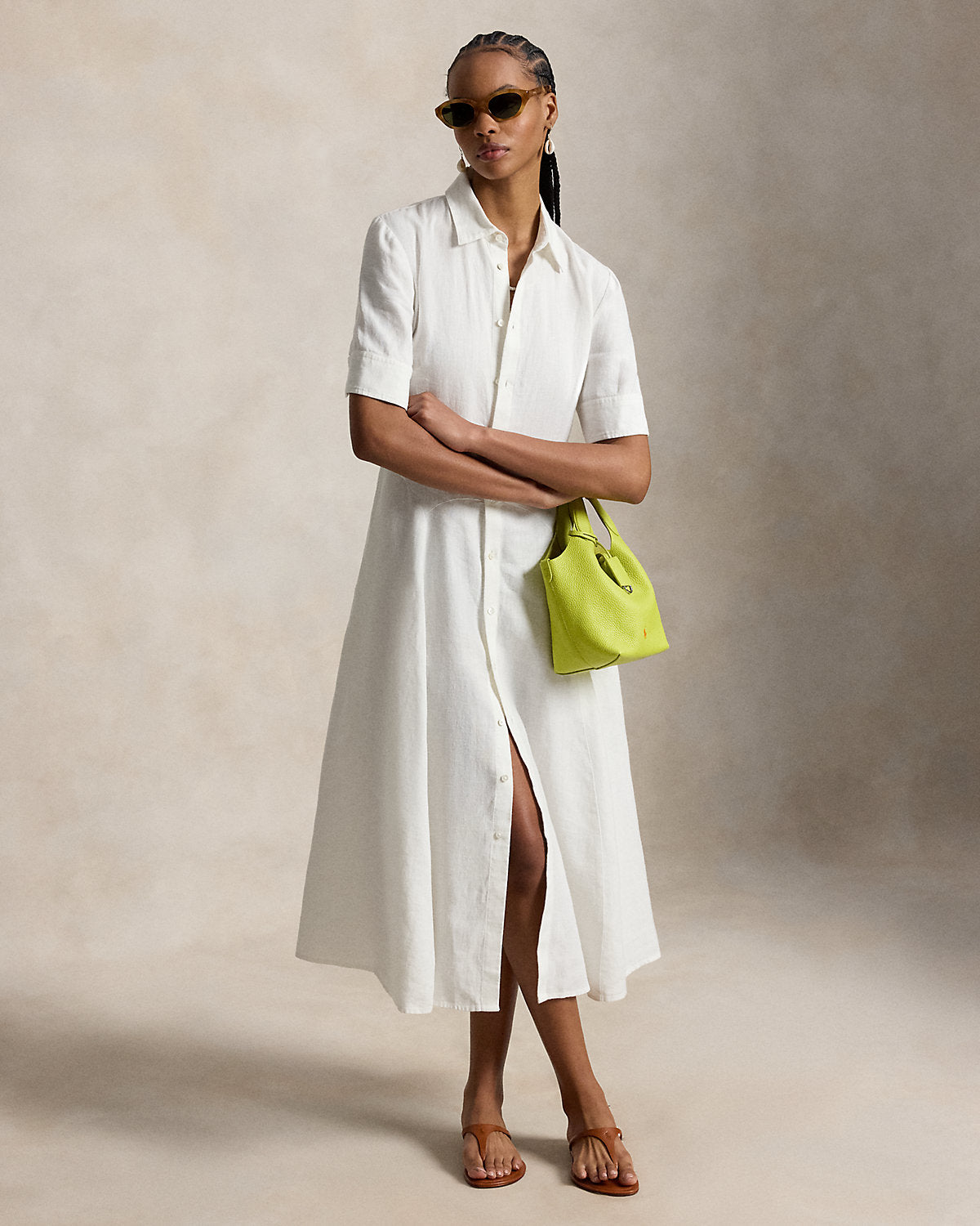 Linen Paneled Shirtdress