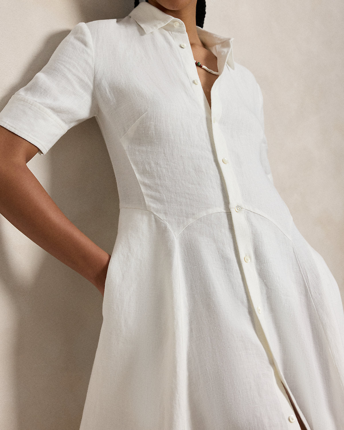 Linen Paneled Shirtdress