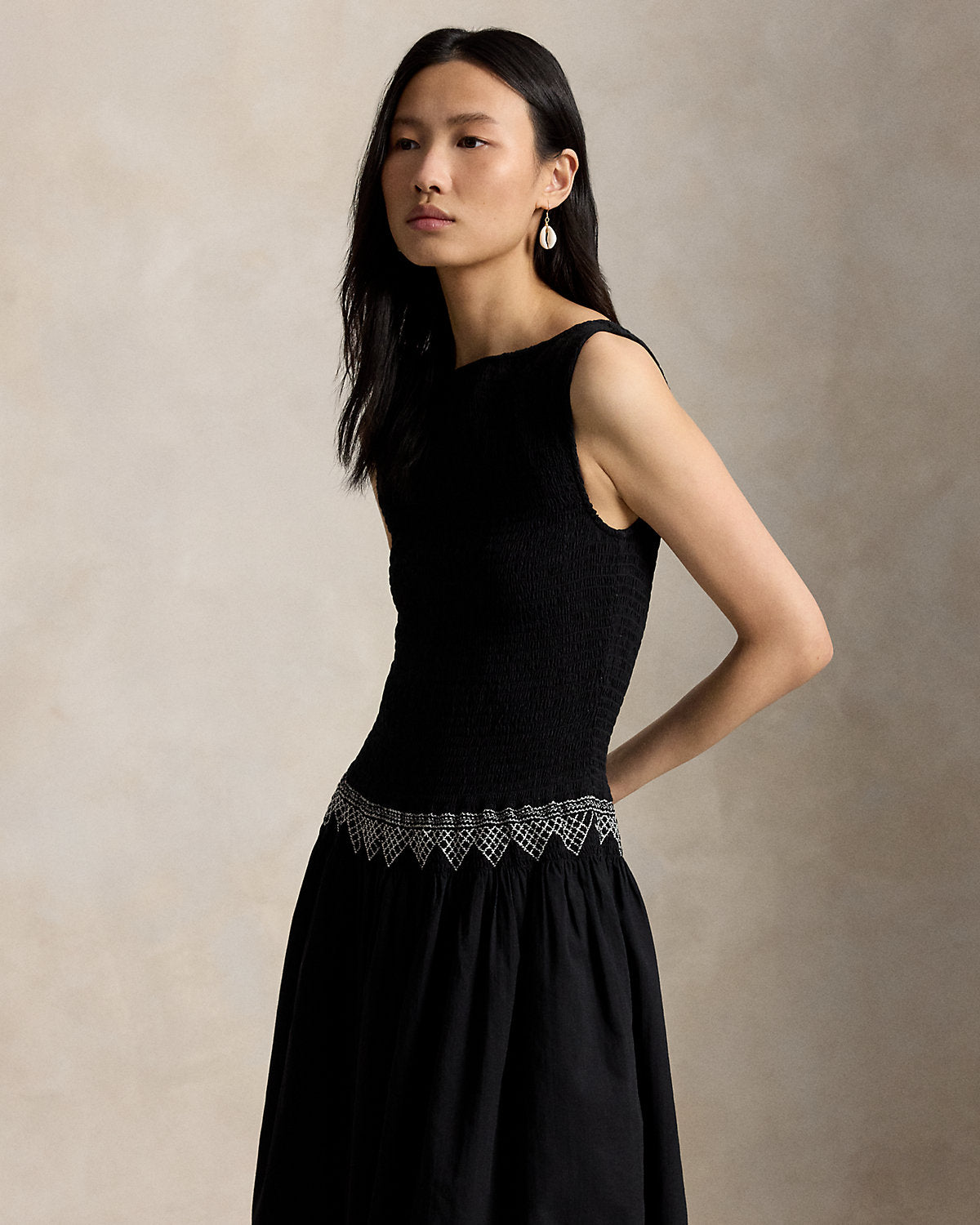 Smocked Cotton Voile Dress