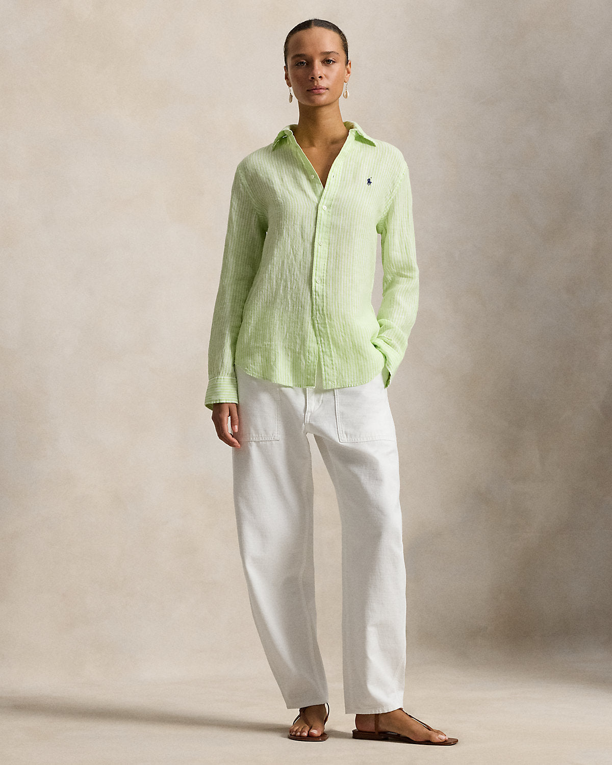 Women's Classic Fit Striped Linen Shirt