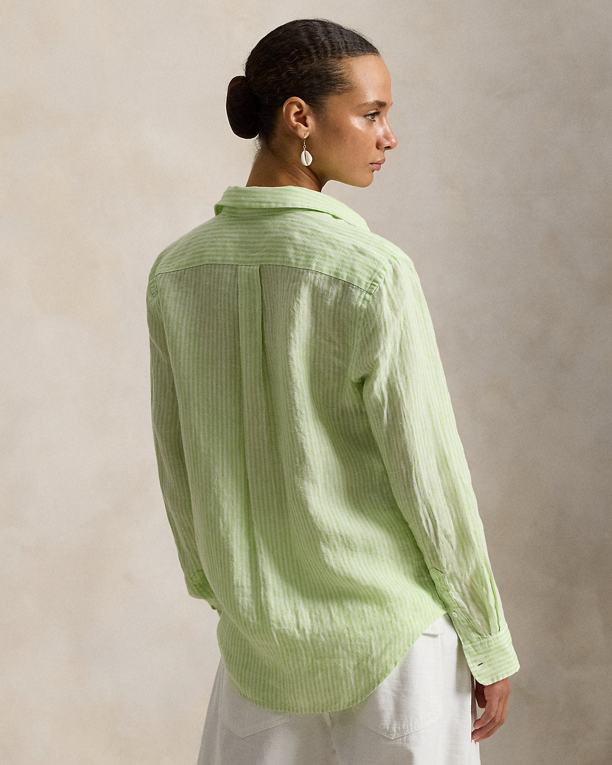 Women's Classic Fit Striped Linen Shirt