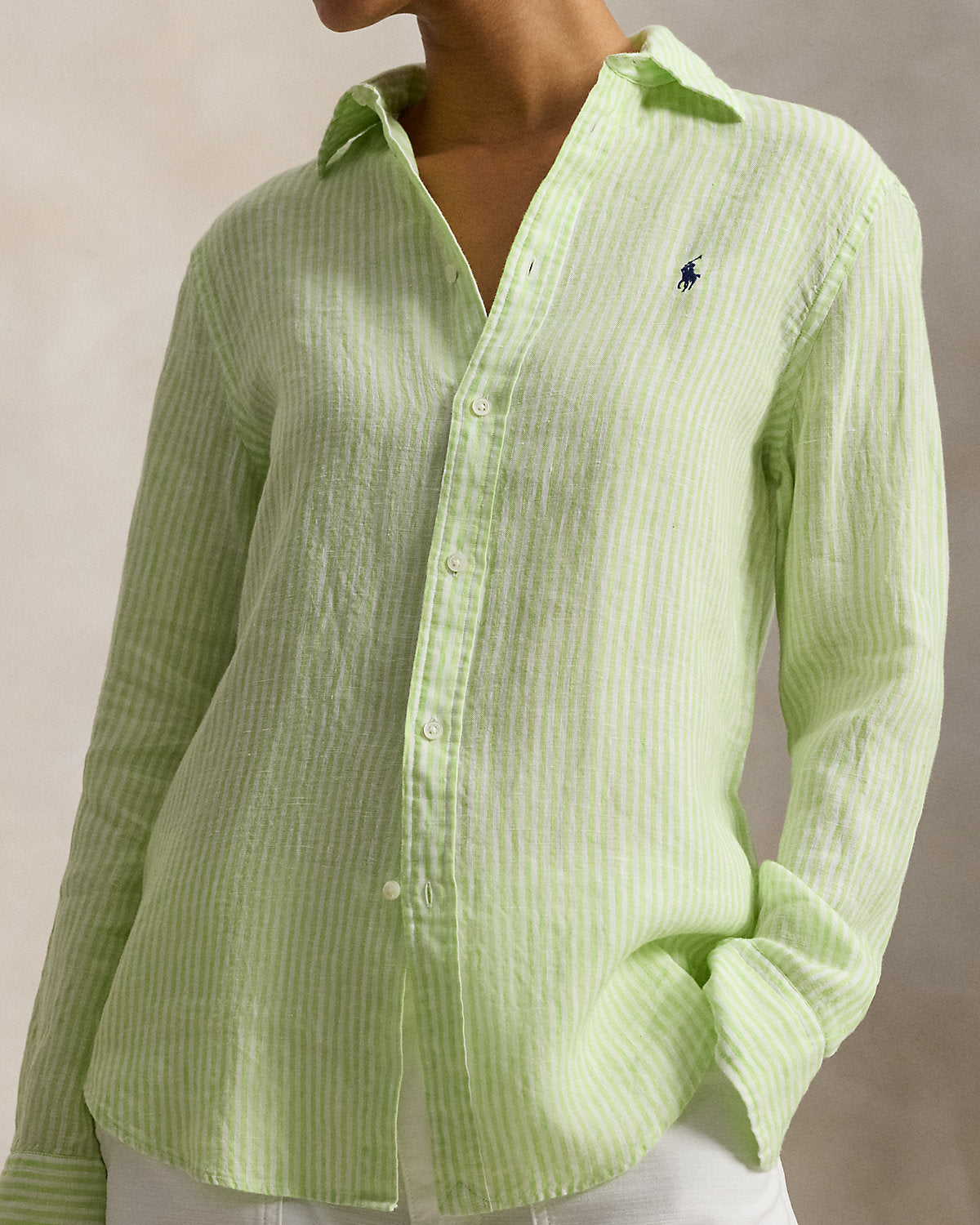 Women's Classic Fit Striped Linen Shirt