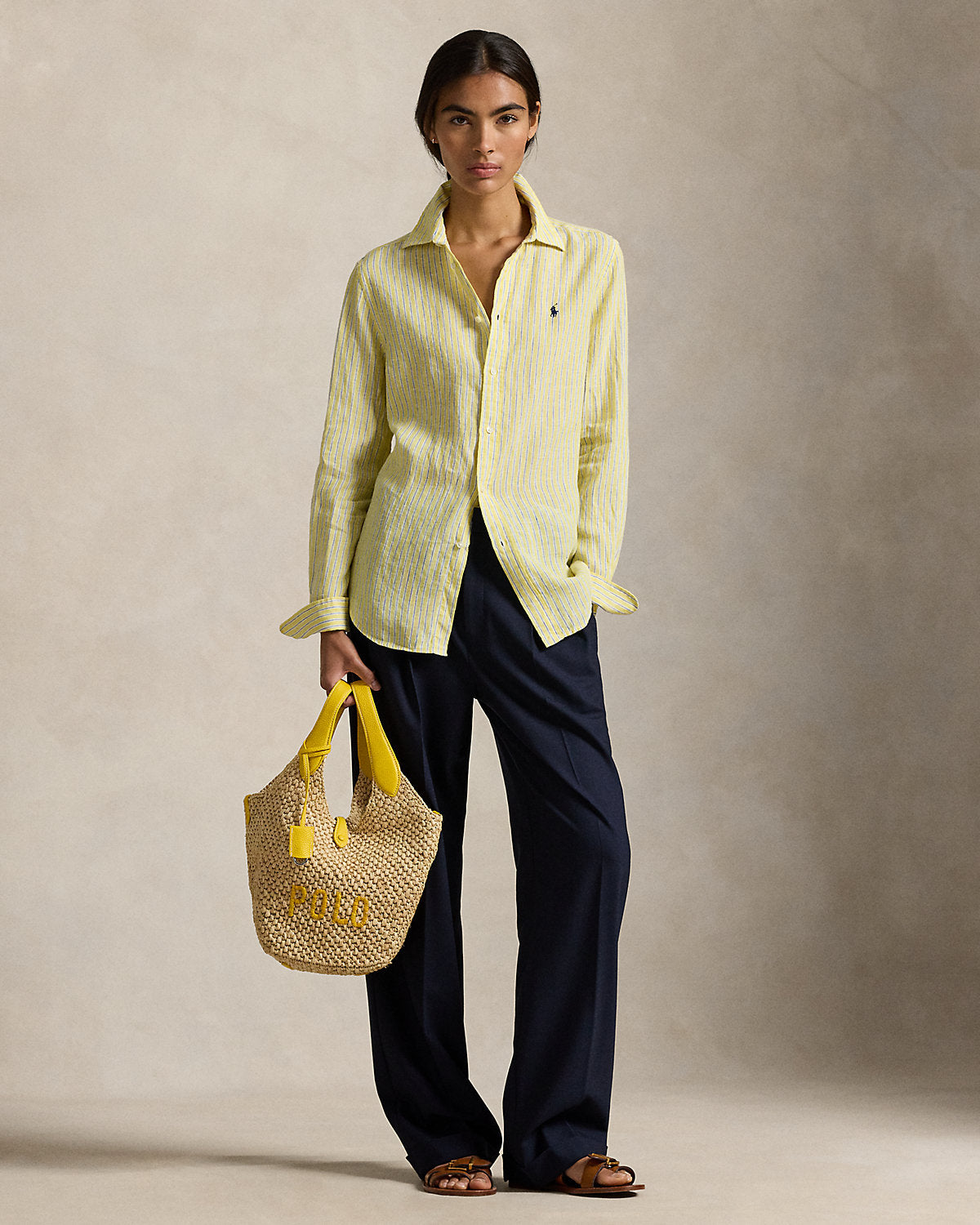 Women's Classic Fit Striped Linen Shirt