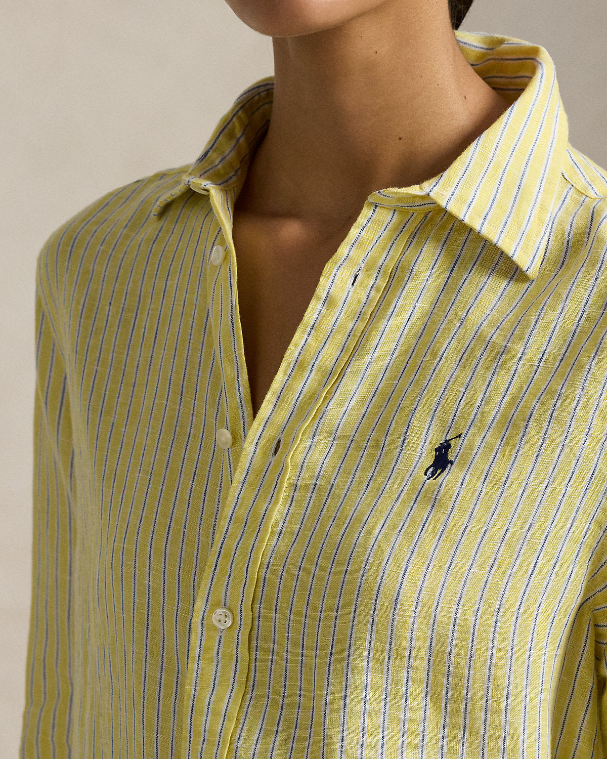 Women's Classic Fit Striped Linen Shirt