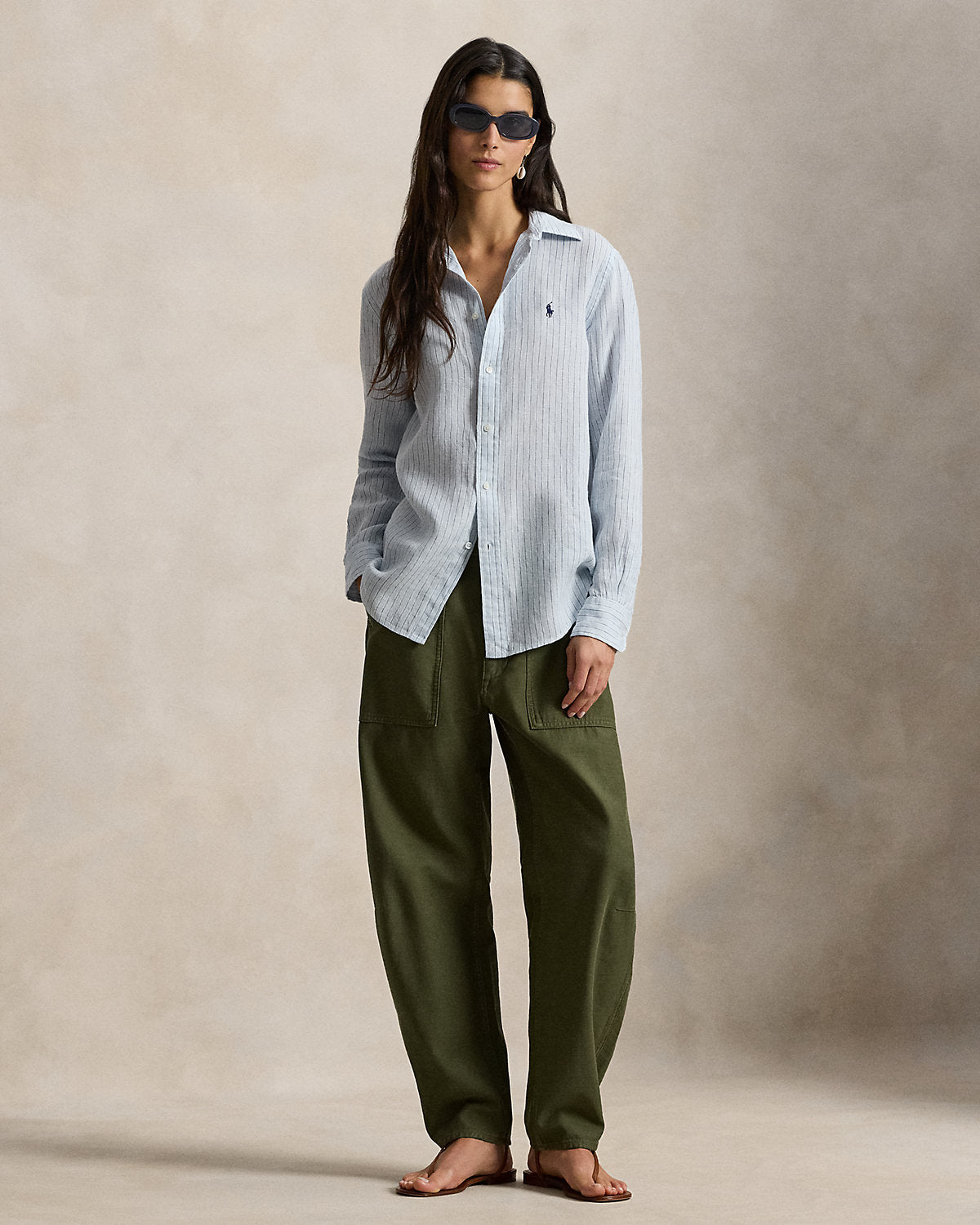 Women's Classic Fit Striped Linen Shirt