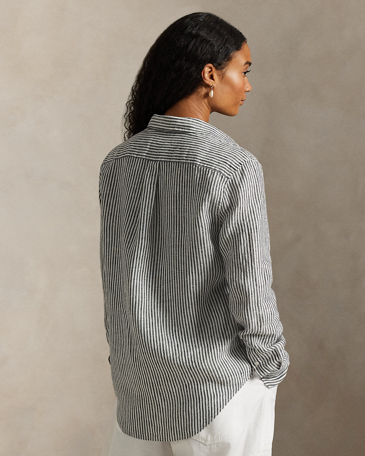Women's Classic Fit Striped Linen Shirt