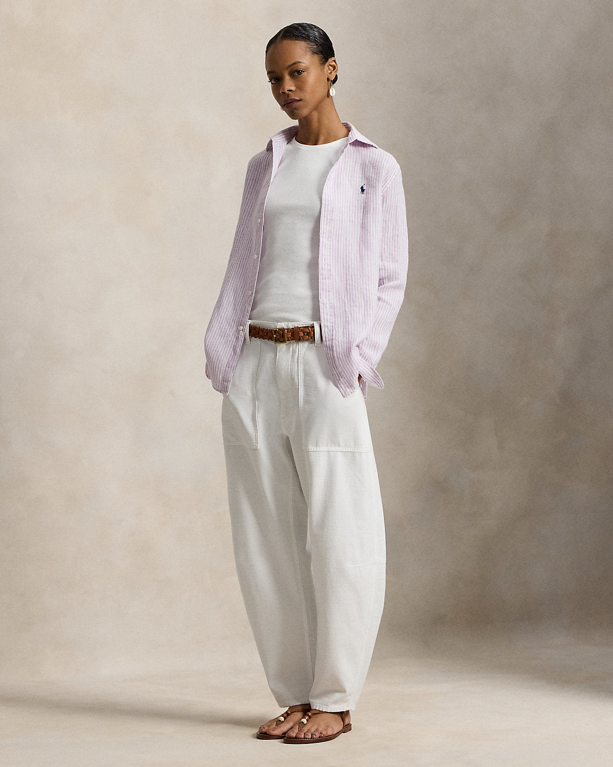 Women's Classic Fit Striped Linen Shirt