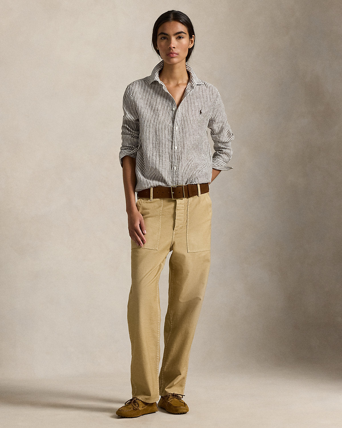 Women's Classic Fit Striped Linen Shirt