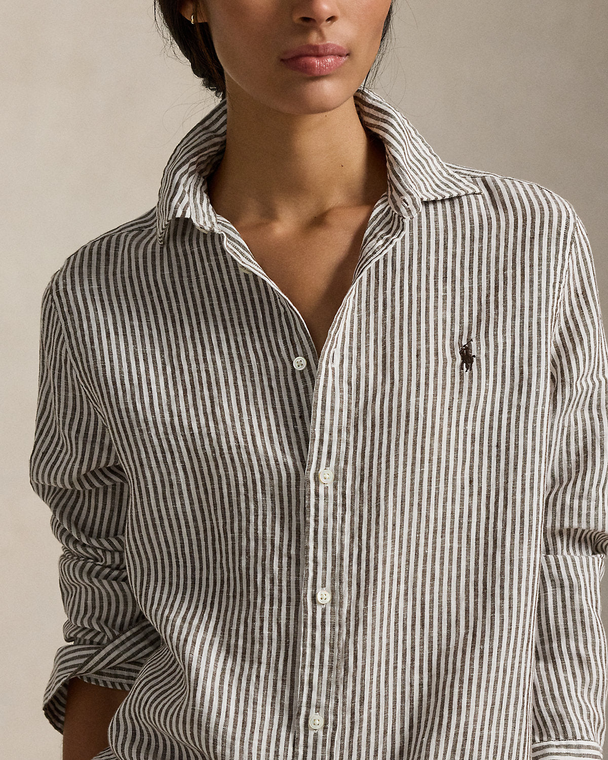 Women's Classic Fit Striped Linen Shirt